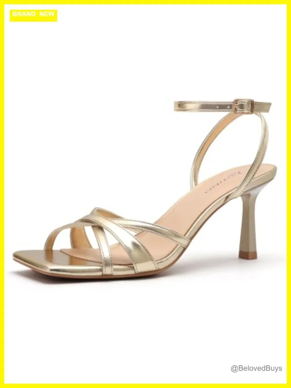 Faux Leather Square Toe Strappy Heeled Sandals